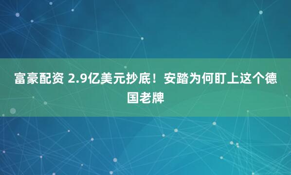富豪配资 2.9亿美元抄底！安踏为何盯上这个德国老牌