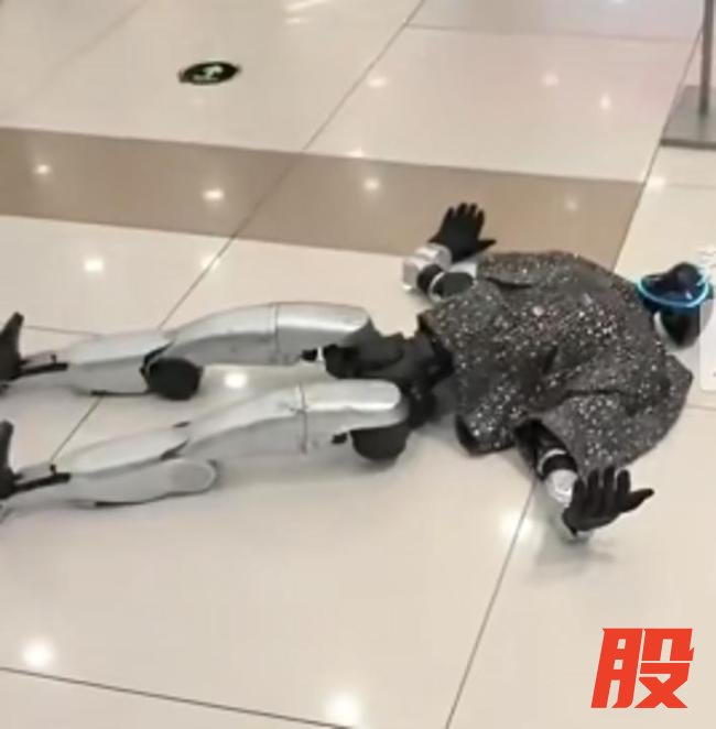 人形机器人表演碰到老人 双双倒地